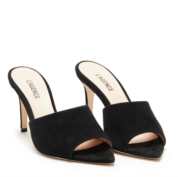 L'AGENCE Shoes - L'Agence 'Lolita' open toed black suede mules